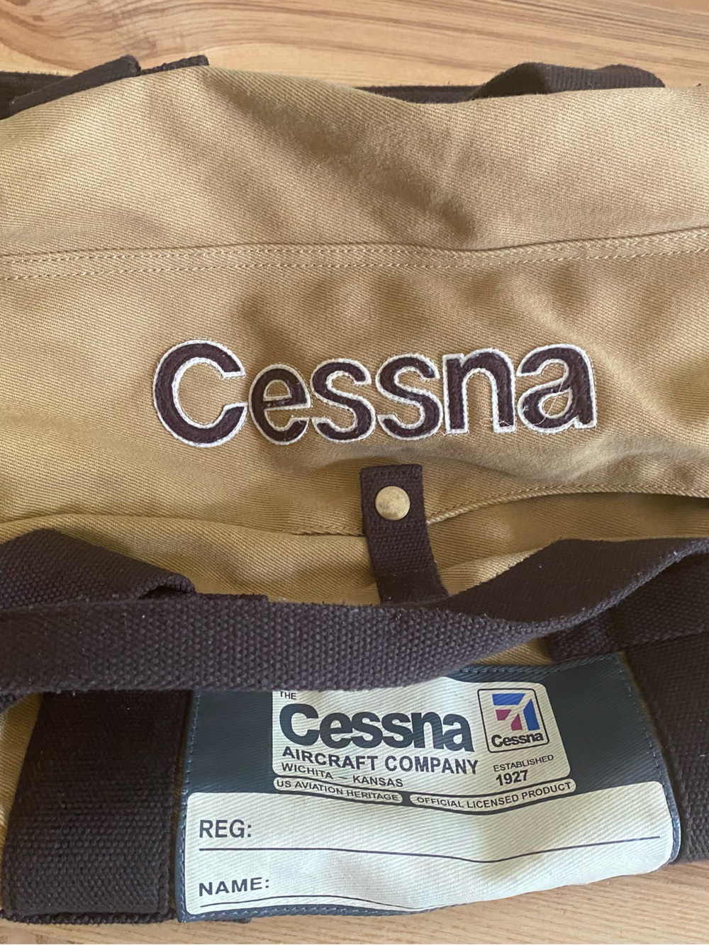 Cessna Men's Tan Canvas Duffel Bag